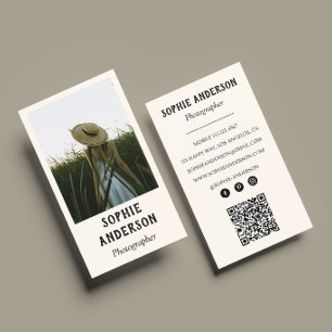 Tarjeta De Visita Fotógrafo Minimalista Moderno Foto con Código QR