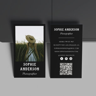 Tarjeta De Visita Fotógrafo Minimalista Moderno Foto con Código QR