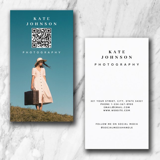 Tarjeta De Visita Fotógrafo Mínimo QR Código Medios Sociales (Subido por el creador)