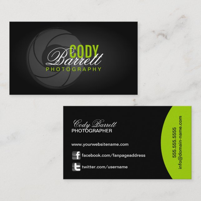 Tarjeta De Visita Fotógrafo moderno (Anverso / Reverso)