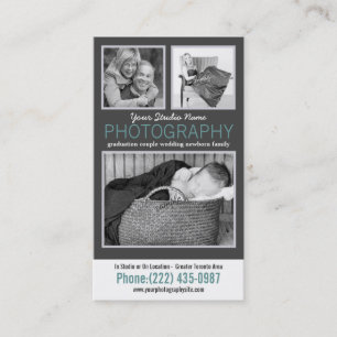 Tarjeta De Visita Fotógrafo moderno con 3 fotos de muestra