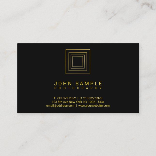 Tarjeta De Visita Fotógrafo moderno con aspecto de oro Lujo (Anverso)