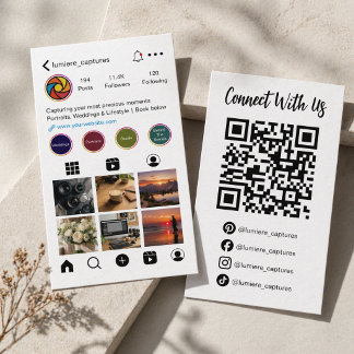 Tarjeta De Visita Fotógrafo Moderno de Redes Sociales Código QR