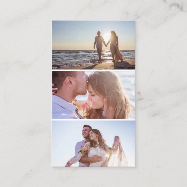 Tarjeta De Visita Fotógrafo moderno de tres Collages de fotos (Anverso)