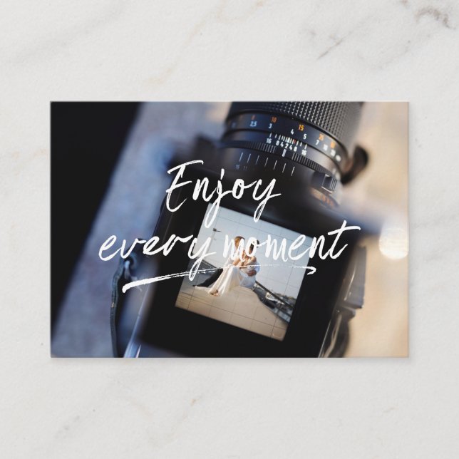 Tarjeta De Visita Fotógrafo moderno disfruta cada momento (Anverso)