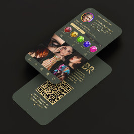 Tarjeta De Visita Fotógrafo moderno monograma Instagram verde oscuro