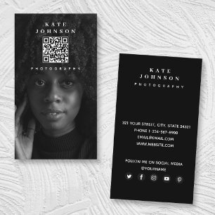 Tarjeta De Visita Fotógrafo moderno QR Code Medios sociales