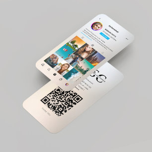 Tarjeta De Visita Fotógrafo moderno Silver Gold Grilla de Instagram