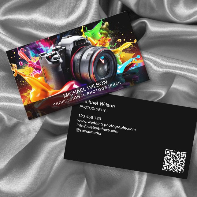 Tarjeta De Visita Fotógrafo moderno y moderno de medios sociales QR  (Subido por el creador)