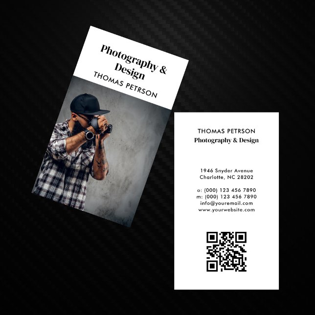 Tarjeta De Visita Fotógrafo moderno y profesional Código QR (Subido por el creador)