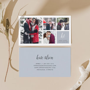 Tarjeta De Visita Fotógrafo monográfico de collage de fotos y caligr