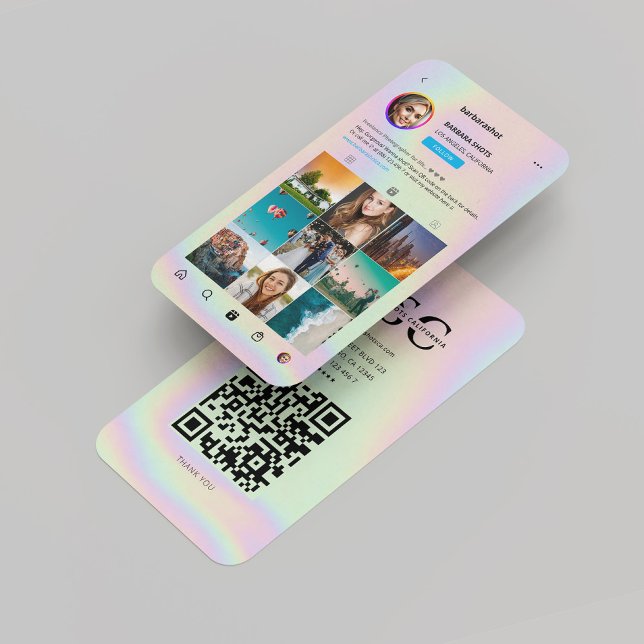 Tarjeta De Visita Fotógrafo monograma Instagram holográfico (Monogram Photographer Holographic Instagram Business Card
)