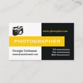 Tarjeta De Visita Fotógrafo negro, blanco, amarillo llamativo