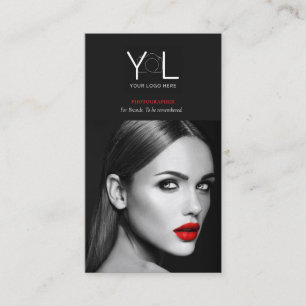 Tarjeta De Visita Fotógrafo negro negrita Código QR Foto de medios s