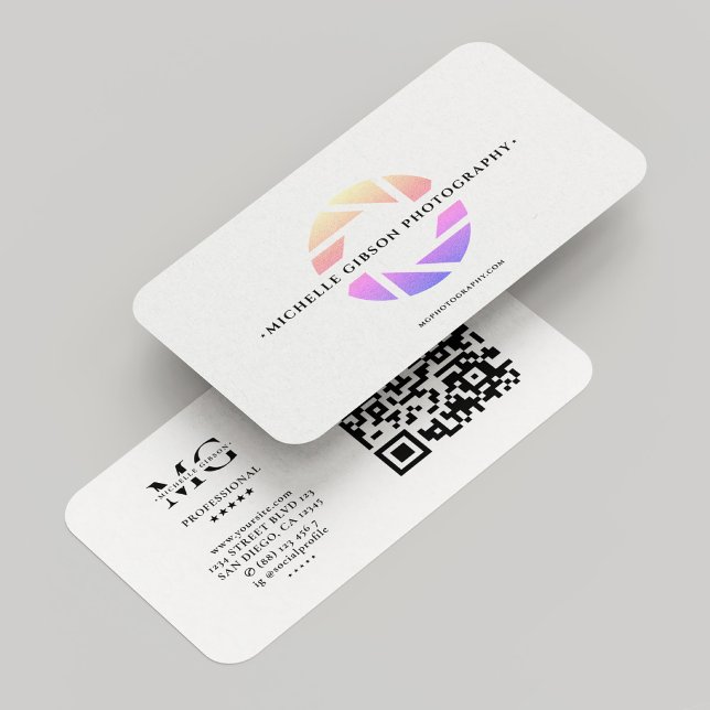 Tarjeta De Visita Fotógrafo Peach Peach Pink Purple Shutter Lens Min (Photographer Peach Pink Camera Shutter Minimal Business Card
)
