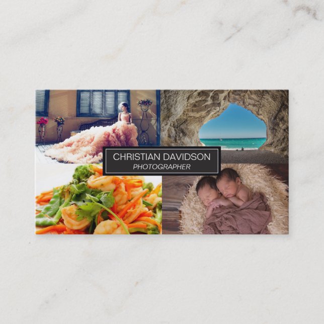 Tarjeta De Visita Fotógrafo, personalizable, 4 fotos (Anverso)