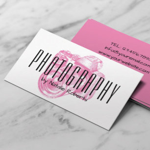 Tarjeta De Visita Fotógrafo profesional de cámara rosa