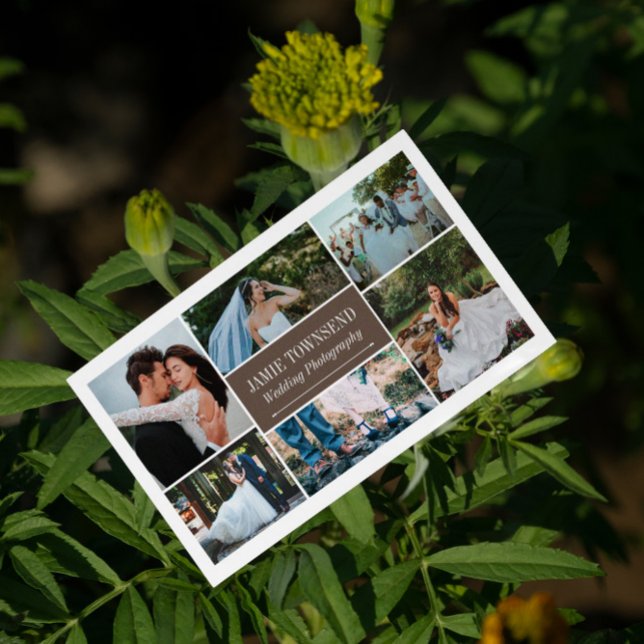 Tarjeta De Visita Fotógrafo profesional de Collage de fotos marrón (Subido por el creador)