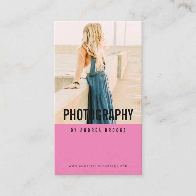 Tarjeta De Visita Fotógrafo profesional de fotografía moderno rosa (Anverso)