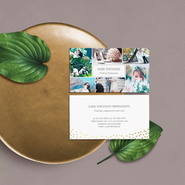 Tarjeta De Visita Fotógrafo profesional de puntos de oro Collage de  (Subido por el creador)