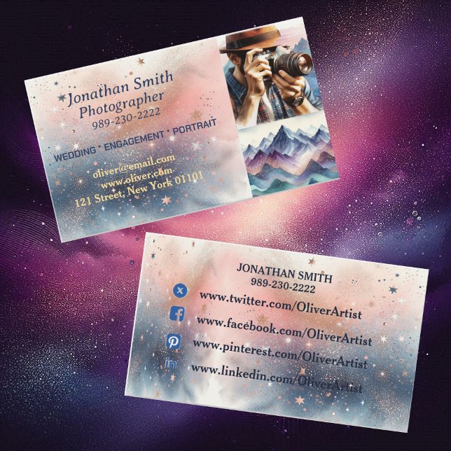 Tarjeta De Visita Fotografo profesional Escena de cámara Pastel Rosa (Professional Photographer Camera Scene Pastel Pink Business Card)