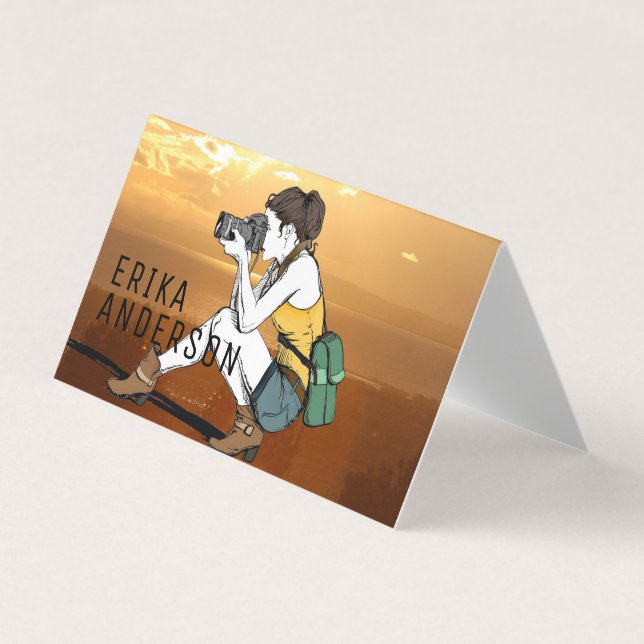 Tarjeta De Visita Fotógrafo profesional personalizado doblado (Anverso)