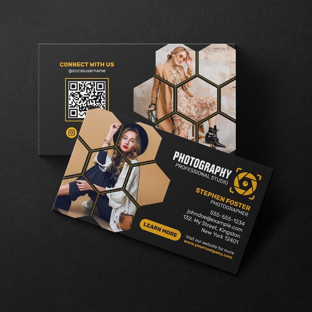 Tarjeta De Visita Fotógrafo profesional QR Code Photography (Subido por el creador)
