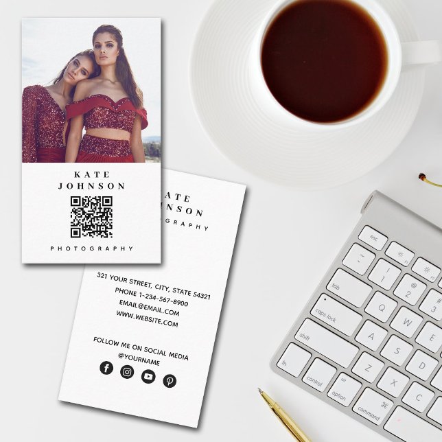Tarjeta De Visita Fotógrafo profesional QR Code Social Media (Subido por el creador)