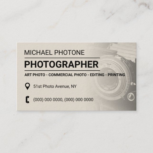 Tarjeta De Visita Fotógrafo retro vintage (Anverso)