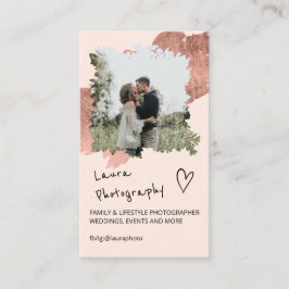 Tarjeta De Visita Fotógrafo Rosa de oro floral 2 collage de fotos