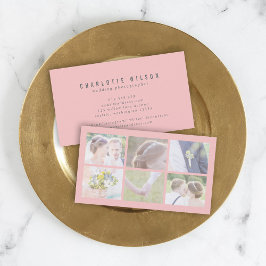 Tarjeta De Visita Fotógrafo rosa moderno con múltiples fotos