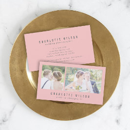 Tarjeta De Visita Fotógrafo rosa moderno dos fotos