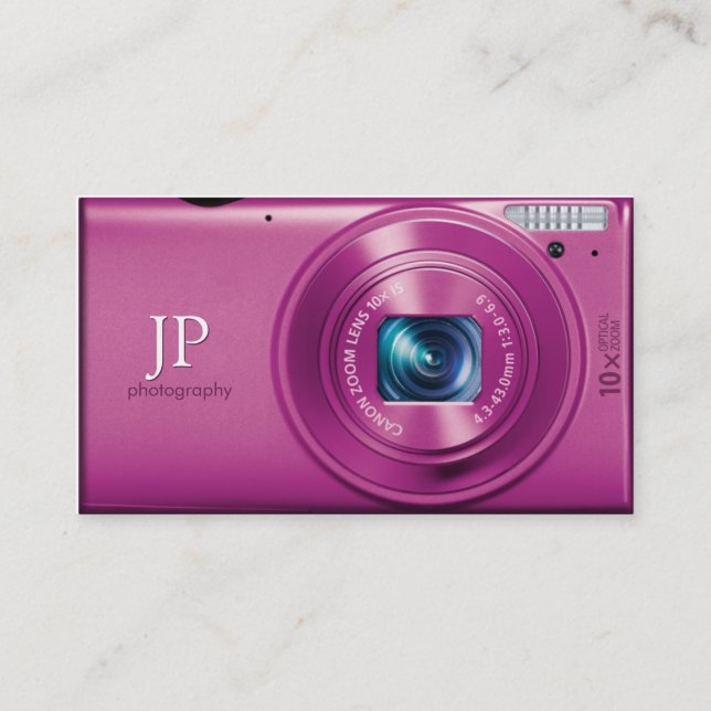 Tarjeta De Visita Fotógrafo rosado de la cámara compacta (Anverso)