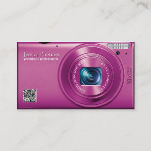 Tarjeta De Visita Fotógrafo rosado del profesional de la cámara
