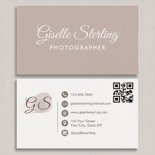 Tarjeta De Visita Fotógrafo Rubor Mauve Modern Elegant QR Code