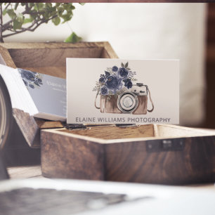 Tarjeta De Visita Fotógrafo Rústico Floral Vintage