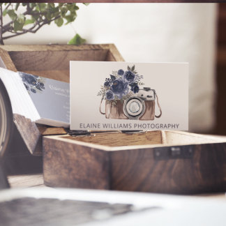 Tarjeta De Visita Fotógrafo Rústico Floral Vintage
