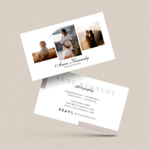 Tarjeta De Visita Fotógrafo simple mínimo de 3 fotos Boda
