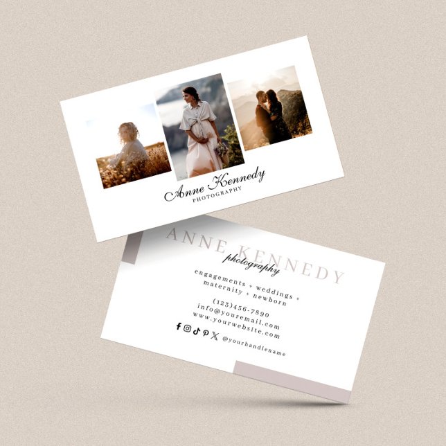 Tarjeta De Visita Fotógrafo simple mínimo de 3 fotos Boda (Subido por el creador)