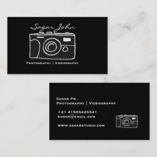 Tarjeta De Visita Fotógrafo Videógrafo Minimalista Dibujado a Mano