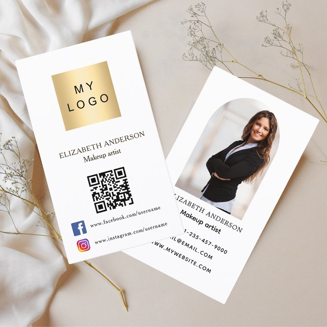 Tarjeta De Visita Fotos arco código Qr medios sociales blanco (Subido por el creador)