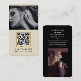 Tarjeta De Visita fotos código qr escaneado código de barras beige