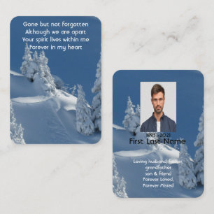 Tarjeta De Visita Fotos conmemorativas Oración Nieve Cubierta Trees 
