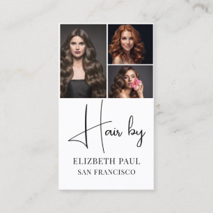 Tarjeta De Visita fotos de clientes de peluquero moderno guión elega