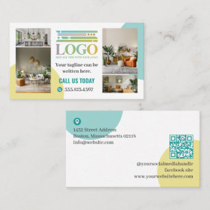 Tarjeta De Visita Fotos de Logotipo de Círculos Turquesa Amarillo Ne