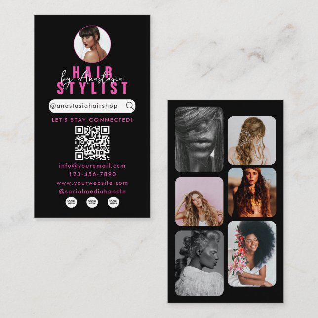 Tarjeta De Visita Fotos de maquillaje de pelo de salón de belleza de (Anverso / Reverso)