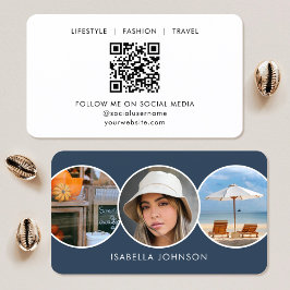 Tarjeta De Visita Fotos de perfil contemporáneo QR Slate Blue