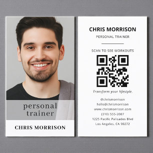 Tarjeta De Visita Fotos del entrenador personal del código QR de apt