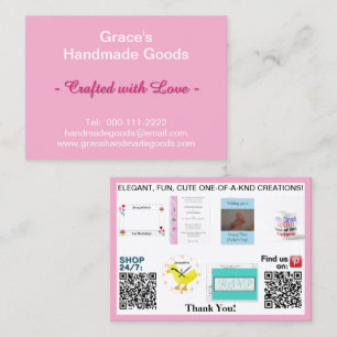 Tarjeta De Visita Fotos empresariales rosadas de Pastel Códigos QR 3
