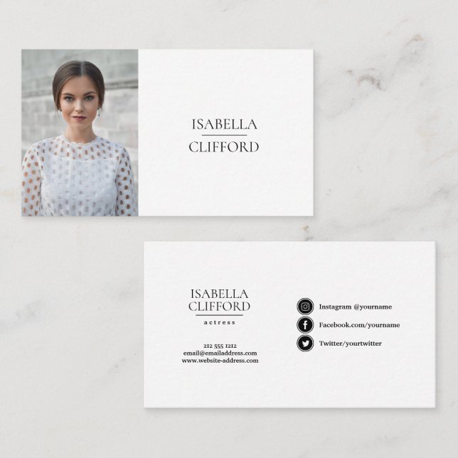 Tarjeta De Visita Fotos en medios sociales de la bailarina modelo de (Anverso / Reverso)